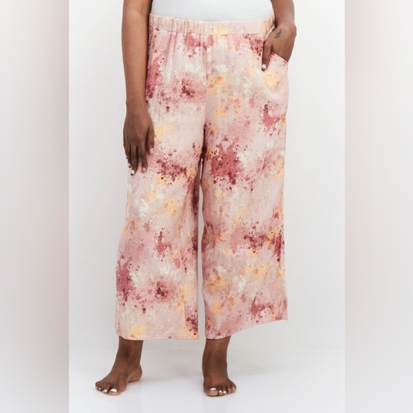 060. Jenni Intimates Women Plus Size Splatter Paint Pajama Pants, Pink 1X - Picture 3 of 4